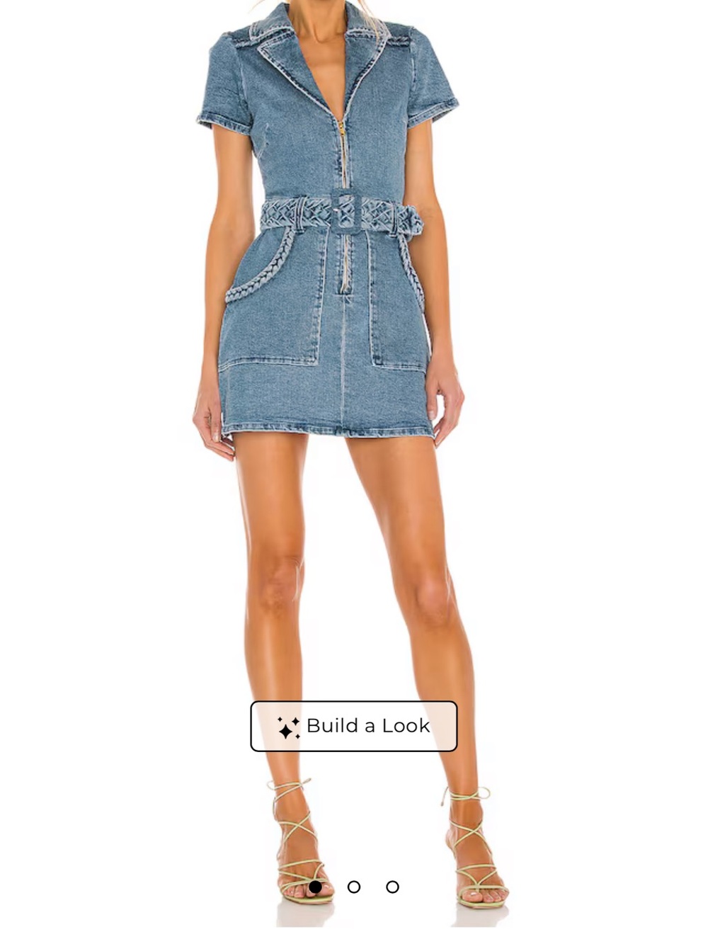 Show Me Your MuMu Outlaw Blue Denim Mini Dress with Braided Belt